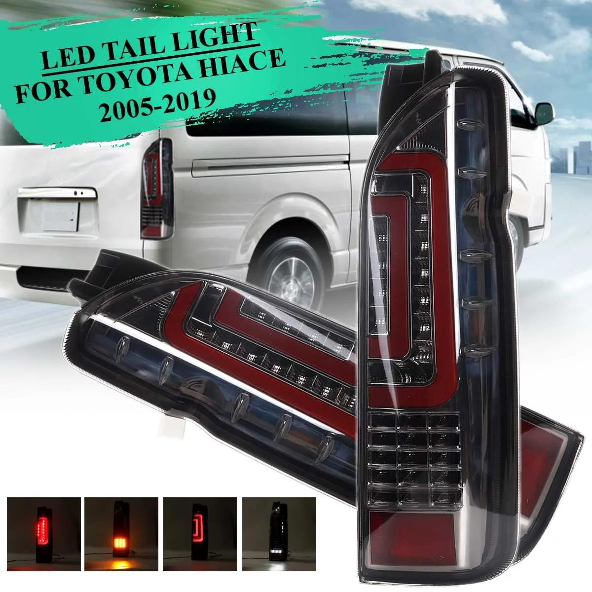 Paar Gerookte Auto Achterlichten Remlicht Signaal Lampen Voor Toyota Hiace 2005- 2010 2011 2012 2013 2014 2015 2016 2017 2018 2019 Paar Gerookte Auto Achterlichten Remlicht Signaal Lampen Voor Toyota Hiace 2005- 2010 2011 2012 2013 2014 2015 2016 2017 2018 2019