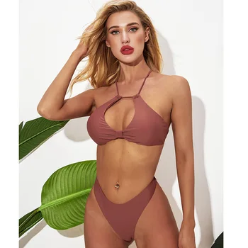 

2020 split swimsuit pure color sexy