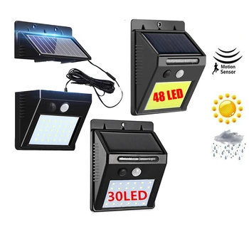 

Outdoor Solar Rechargeable Wall lamp 48/30 leds Garden light PIR Motion Sensor Night Energy Saving Waterproof Security lighting