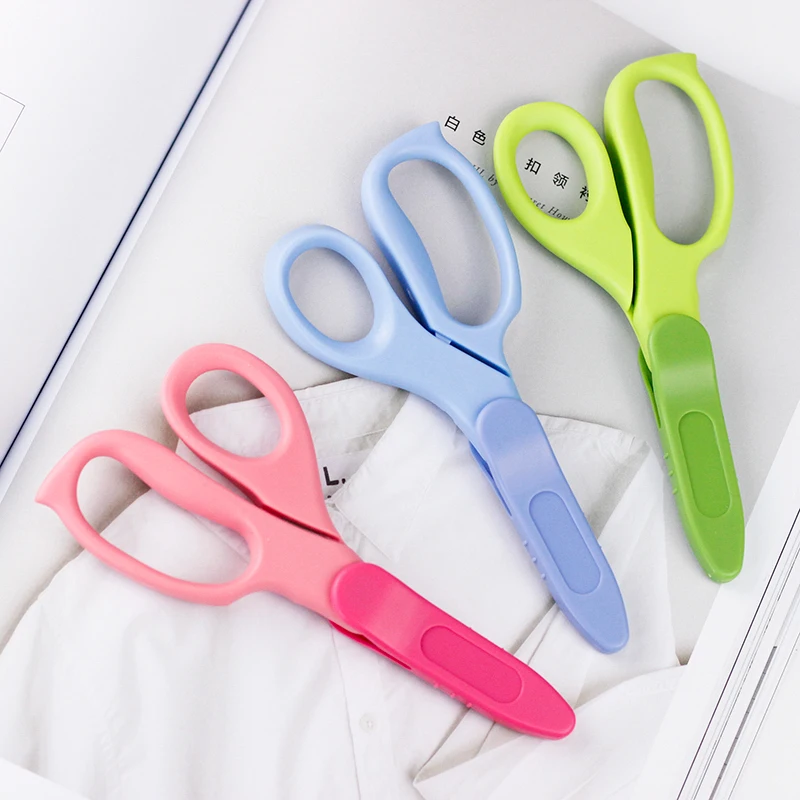 Tijeras de bricolaje para niños, hoja de ángulo plano segura para WSG-HS27, herramientas de corte de papel estándar, diseño para zurdos o diestros, 1 ud.