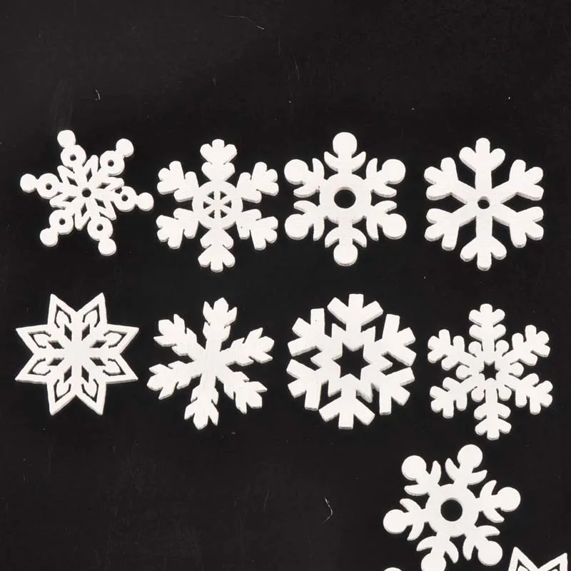 50 шт. 35 мм Деревянные белые снежинки, рождественские украшения, рождественские подвески, Новогодние рождественские украшения для дома navidad