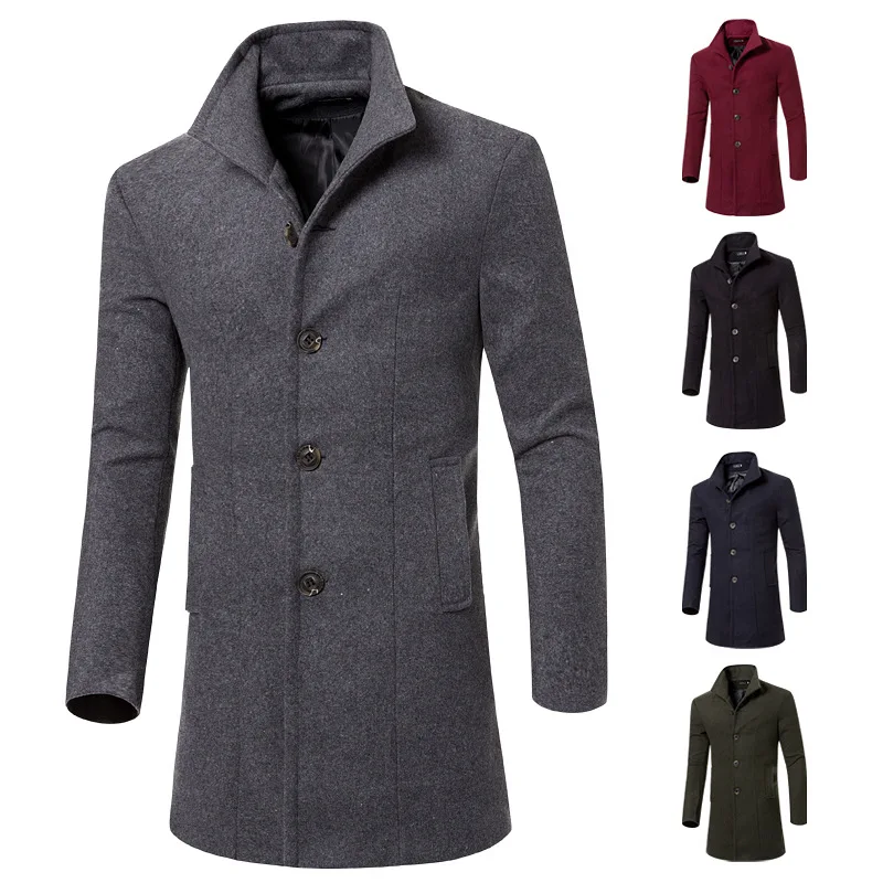 

Foreign Trade Direct Supply 2019 Autumn And Winter New Style Korean-style Mid-length Overcoat Men Wool Trench Coat MEN'S Outerwe