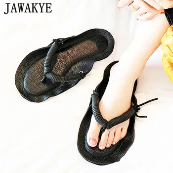 

Black Flipflop Beach Shoes Women Comfort Real Leather Clip-on Summer Sandals Outdoor Casual Split Toe Flat Shoes Woman Sandalias
