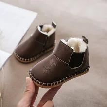 Crianças botas de neve do bebê meninas meninos inverno infantil algodão sapatos criança quente botas de pelúcia fundo macio couro genuíno à prova dwaterproof água