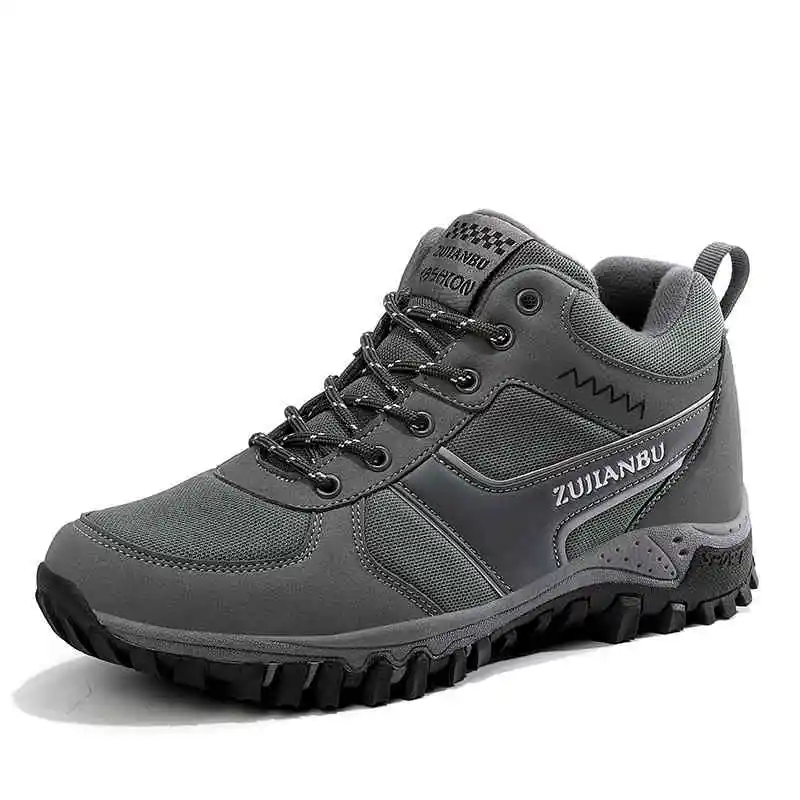 WWKK New Arrival Winter Pro-Mountain Outdoor Hiking Shoes For Men Women Add Hiking Boots Walking Warm Training Trekking Footwear - Цвет: Man Gray