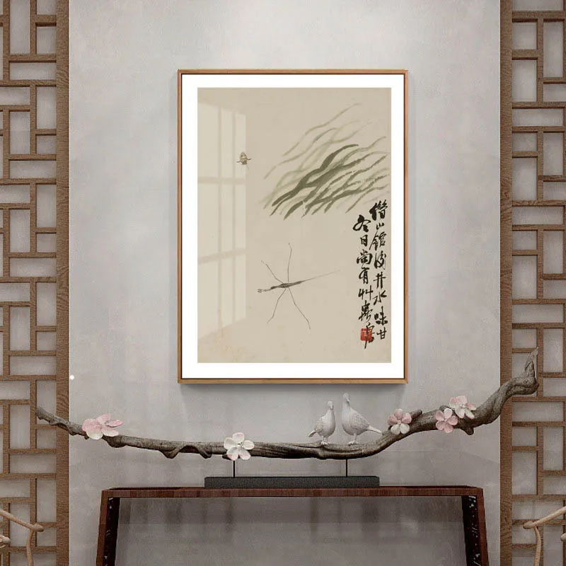 thumbnail image 1 of Decoración de casa de té, famosa pintura china en lienzo, Qi Baishi, fruta, melocotón, arte de pared zen, póster, imagen impresa, oficina, sala de estar, hogar, 1 of 5