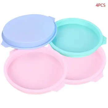 

4pcs 8 Inch Non-stick Silicone Round Rainbow Cake Mold Pizza Baking Pan DIY Tool