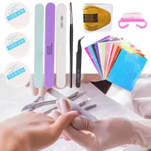 Manicure Set Nail Art Flame Pattern Stickers Nail File UV Gel Tweezers DIY Manicure Tool Set Acrylic Nail Kit