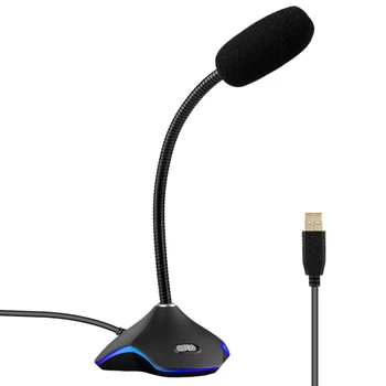 

USB Microphone with LED Light for PC Computer Laptop Notebook Desktop Gaming Chatting YouTube Noise Reduction Microphone