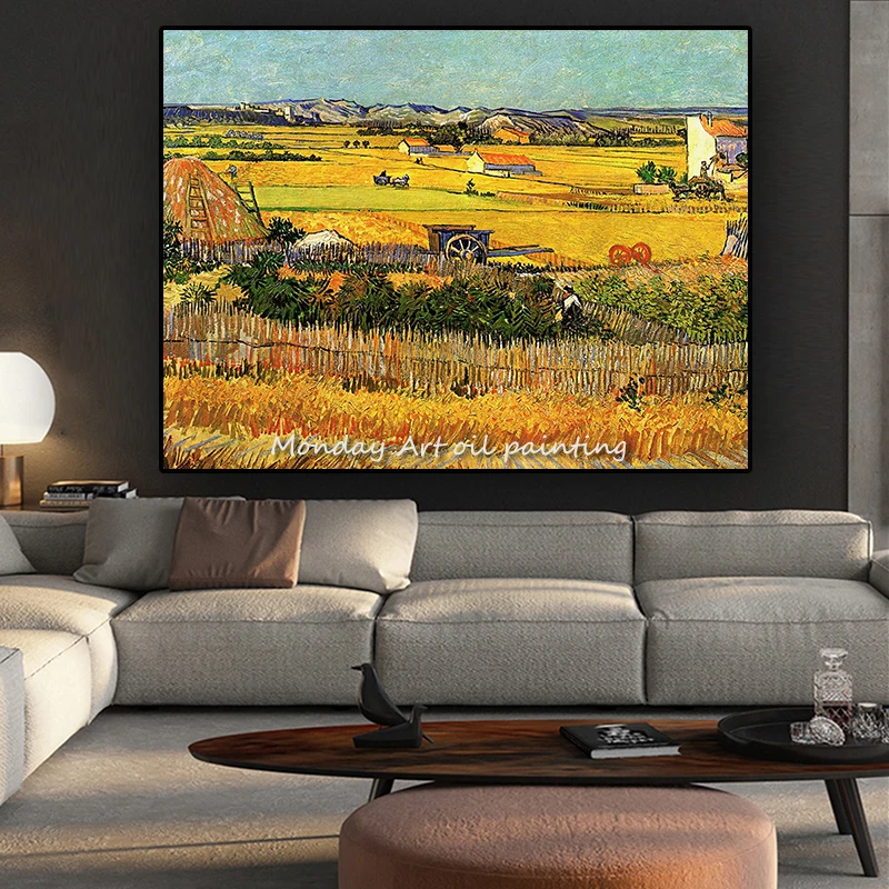

Top selling famous aritsit Hand painted Van Gogh harvest landscape painting on Canvas wall painting office room decoration art