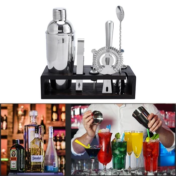 

Stainless Steel Mixed Drinks Tool Wine Mixing Spoon Cocktail Shaker Wine Mixing Spoon Cocktail Shaker Bartender Kit 10pcs/Set