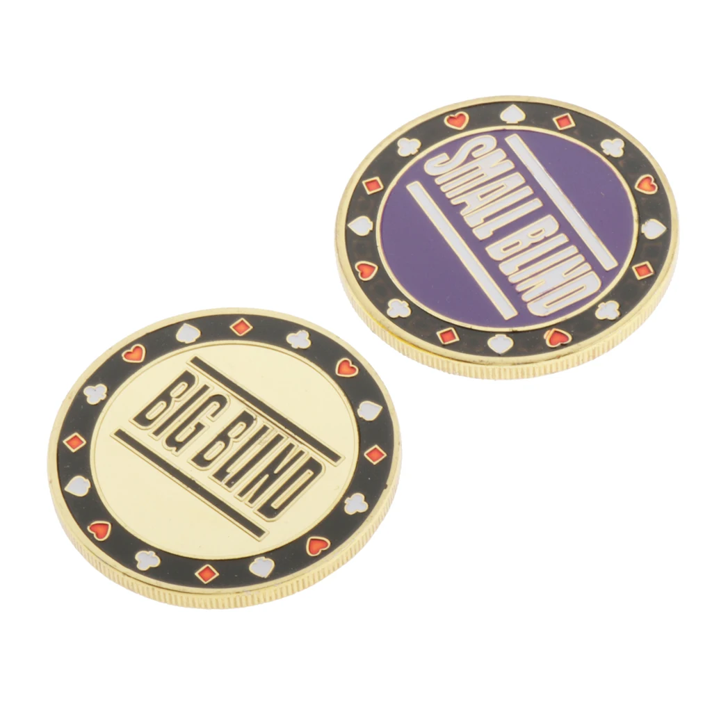 2pcs Metal Dealer Button Chips Blind Big/Small Texas Holdem Game Parts
