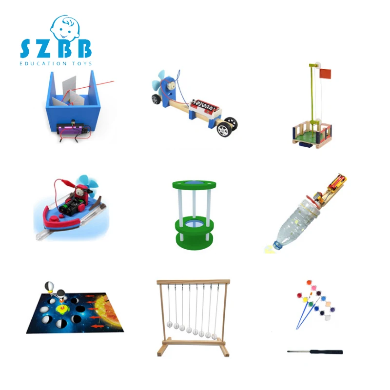 

Sz Steam 9 Sets/lot Kids Diy Physical Science Experiment Toy Set Children Wood Assemble Model Kit Creative Educational Toys