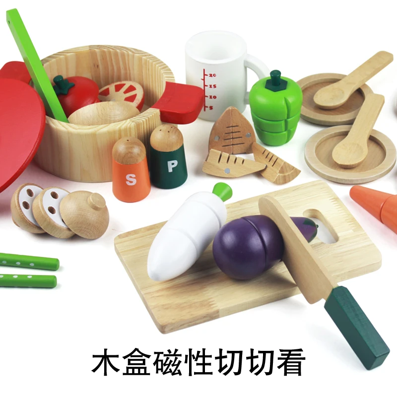 Wooden Vegetables Classic Game Simulation Kitchen Series Toys Cut Vegetable Toys Montessori Early Learning Gifts Large