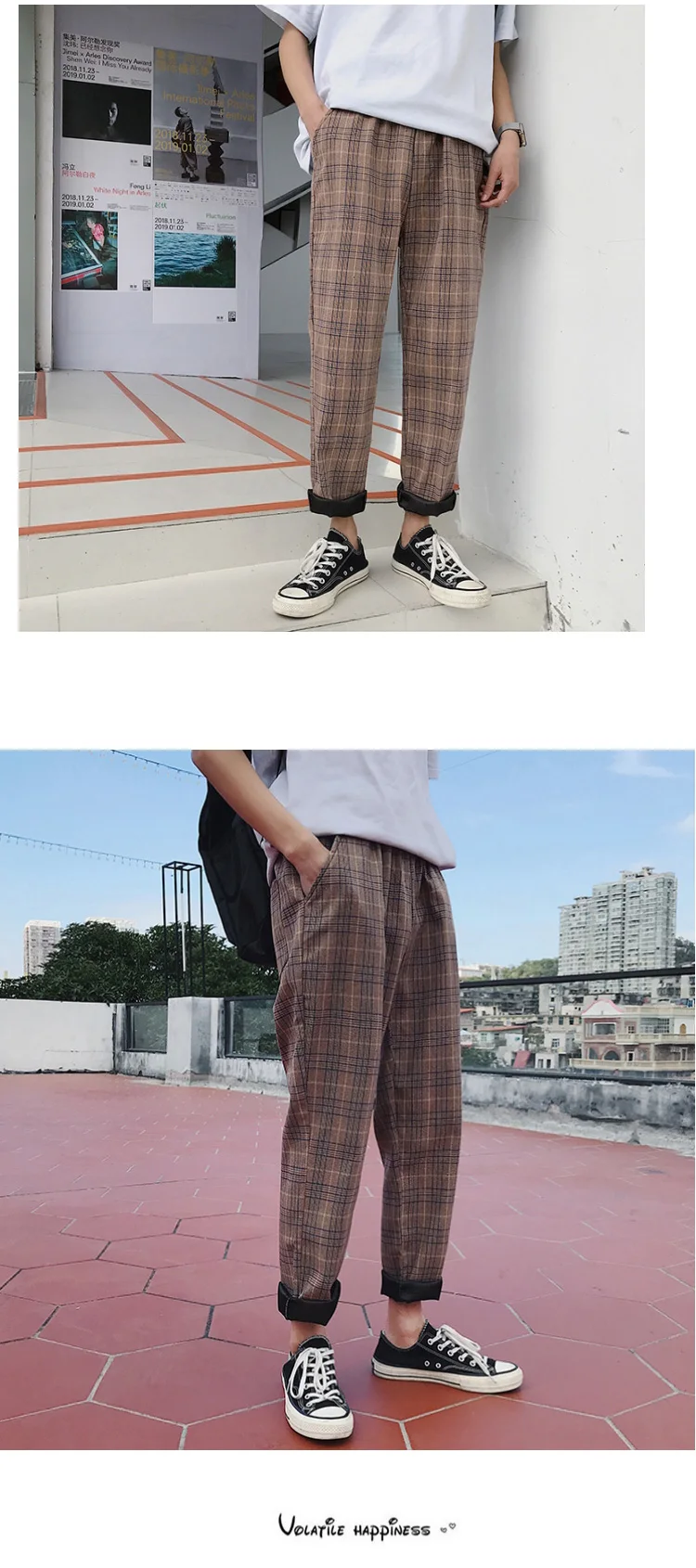 Liketkit Men Women Korean Black Plaid Casual Pants Mens Harajuku Streetwear Harem Pants Male Hip Hop Checkered Trousers 5XL