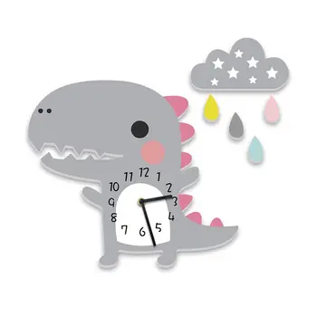 

Wall Clock Cute Cloud Drop Cartoon Dinosaur Stereo Mute Clock Stiker Home Decor for Kindergarten Children Room Girl Living Room
