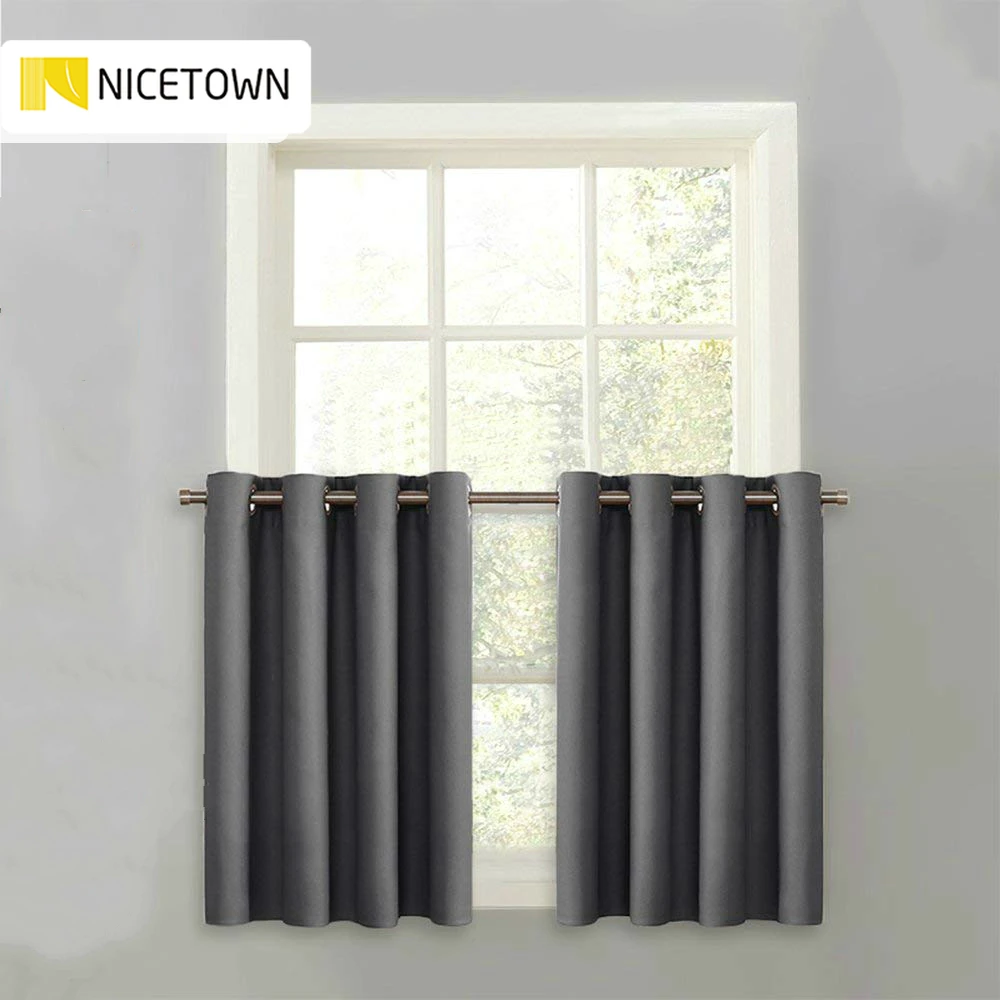 NICETOWN Blackout Tier Valance Curtain Thermal Insulated  Grommet Top Curtain Panel with Eyelets for Kitchen Half Window ,1Pair