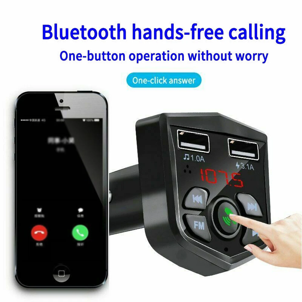 Автомобильный MP3 FM передатчик плеер Bluetooth комплект для громкой связи двойной USB быстрое зарядное устройство радио и высококачественный
