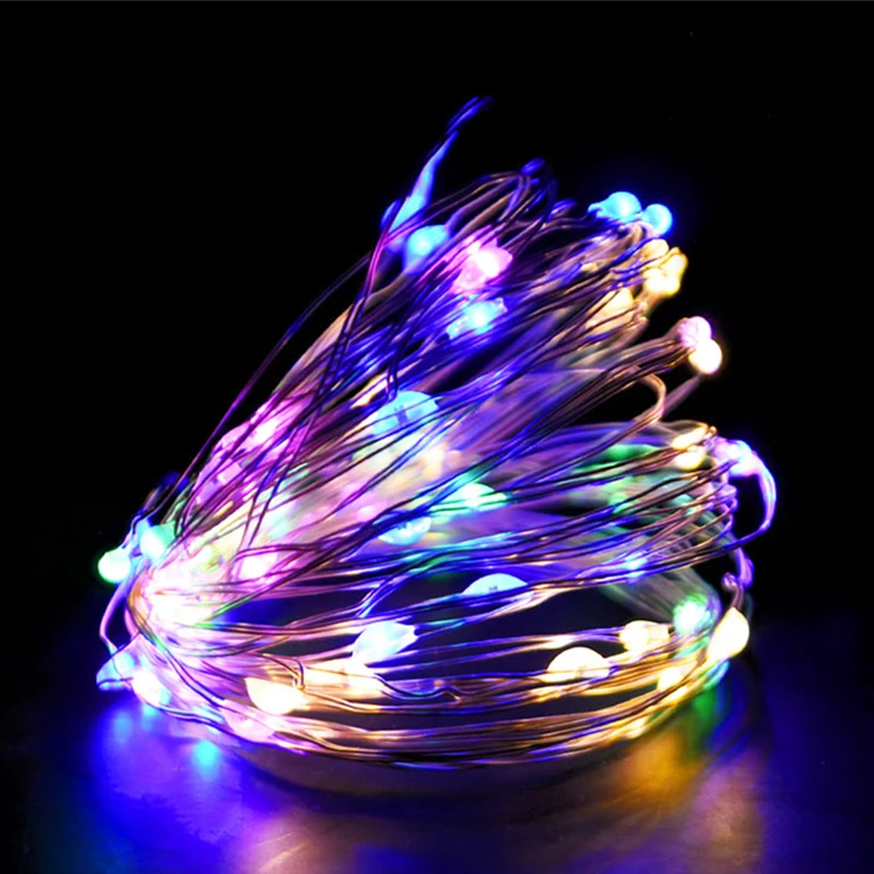 thumbnail image 1 of Guirnalda de luces LED de 1 a 5 m, adorno navideño para el hogar, Navidad, Año Nuevo, luces de hadas a rayas, funciona con pilas, 1 of 5
