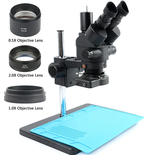 7X-45X непрерывный зум Simul-focal Тринокулярный Стерео микроскоп 144 светодиодный светильник Microscopio для ремонта PCB припоя лабораторный тест - Цвет: 3.5x-90x