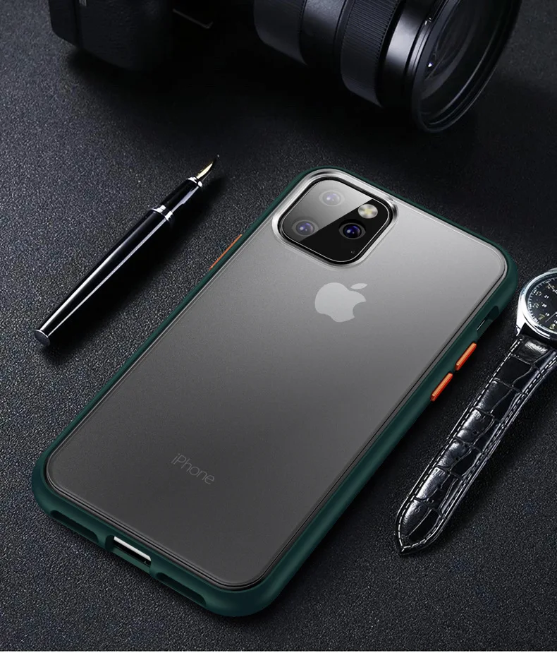 Для iPhone 11 Pro чехол Скраб Жесткий прозрачный PC задняя крышка+ TPU для iPhone 11 Max чехол полное покрытие задняя крышка чехол 6,4 ''funda - Цвет: green orange