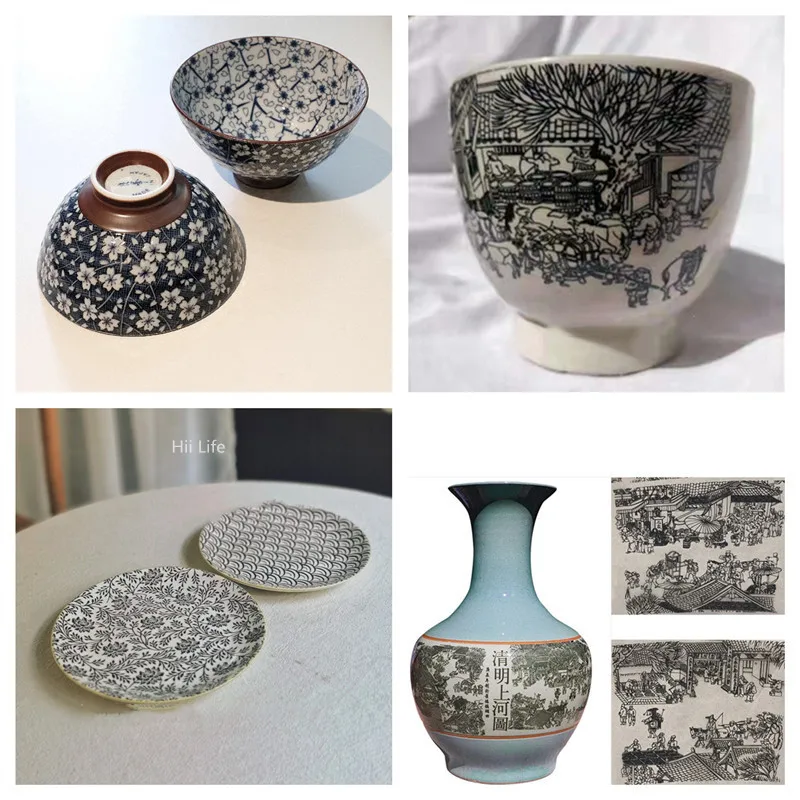 1PCS Pottery Art Black Transfer Paper Glaze Underglaze Flower Paper Jingdezhen Ceramic Decal Stickers DIY Polymer Clay Tools polymer clay tools pottery tools clay craft tool pottery coloring tool ceramic transfer paper