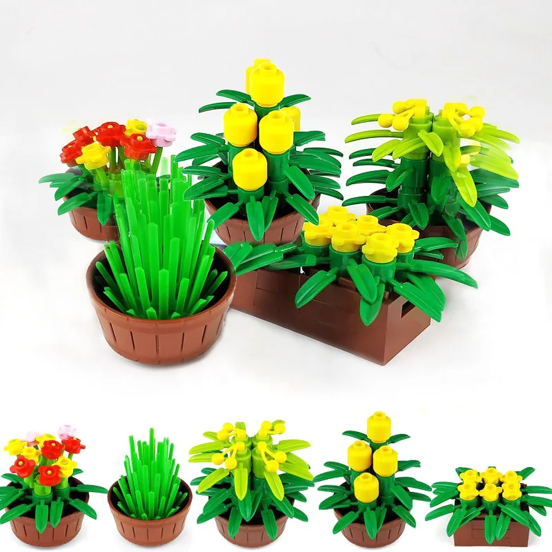 

Toy Potted Plants Single Sale Faceplate Tree Blocks Flower Garland Model Building Blocks Set Gift Toys For Children Blocks Toy