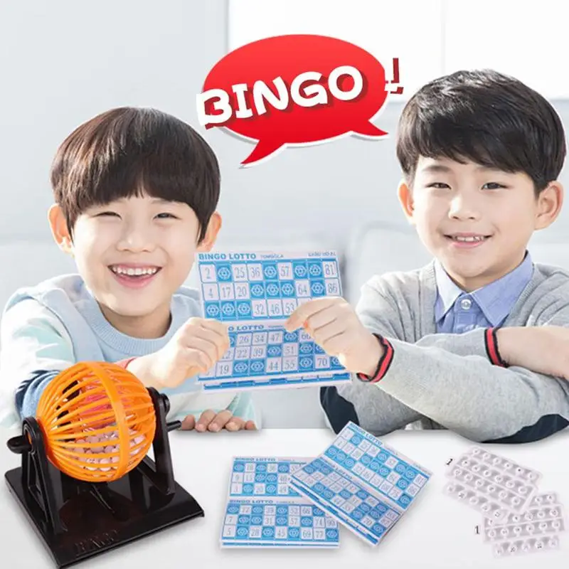 Large Traditional Bingo Game Family Revolving Ball Dispenser Machine Balls Cards 6