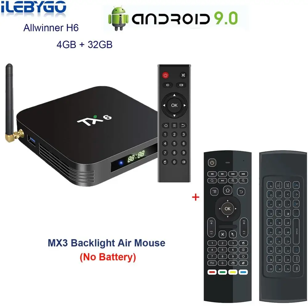Ilebygo Smart tv Box Android 9,0 Tanix TX6 Allwinner H6 4 Гб ОЗУ 32 Гб ПЗУ 32G поддержка 4K H.265 2,4G WiFi 2G16G медиаплеер - Цвет: 4GB 32GB MX3