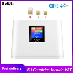 KuWFi enrutador WiFi desbloqueado, dispositivo con tarjeta Sim, red de banda ancha móvil, punto de acceso inalámbrico, 150Mbps, 4G, LTE