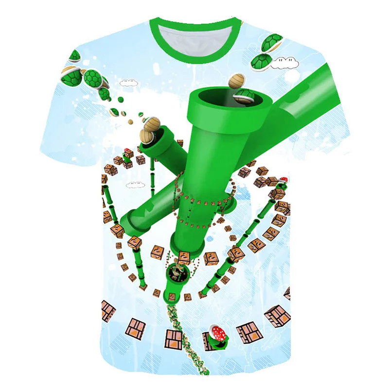 Новинка года, футболка с 3D-принтом «Супер Марио» для видеоигр, Детские футболки для мальчиков и девочек с героями мультфильмов - Цвет: TS1009