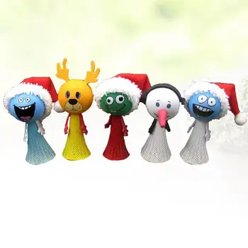 

5pcs Christmas Finger Puppets Funny Bounce Toys Simulation Elf Finger Props Interactive Toy Jump Elf for Kid Child (5 Pattern)
