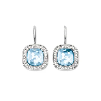 

White CZ Pave Blue Gem Stone Earrings, 925 Sterling Silver Fashion Thomas Style Drop Earring Jewelry Ts Earings Gift for Women