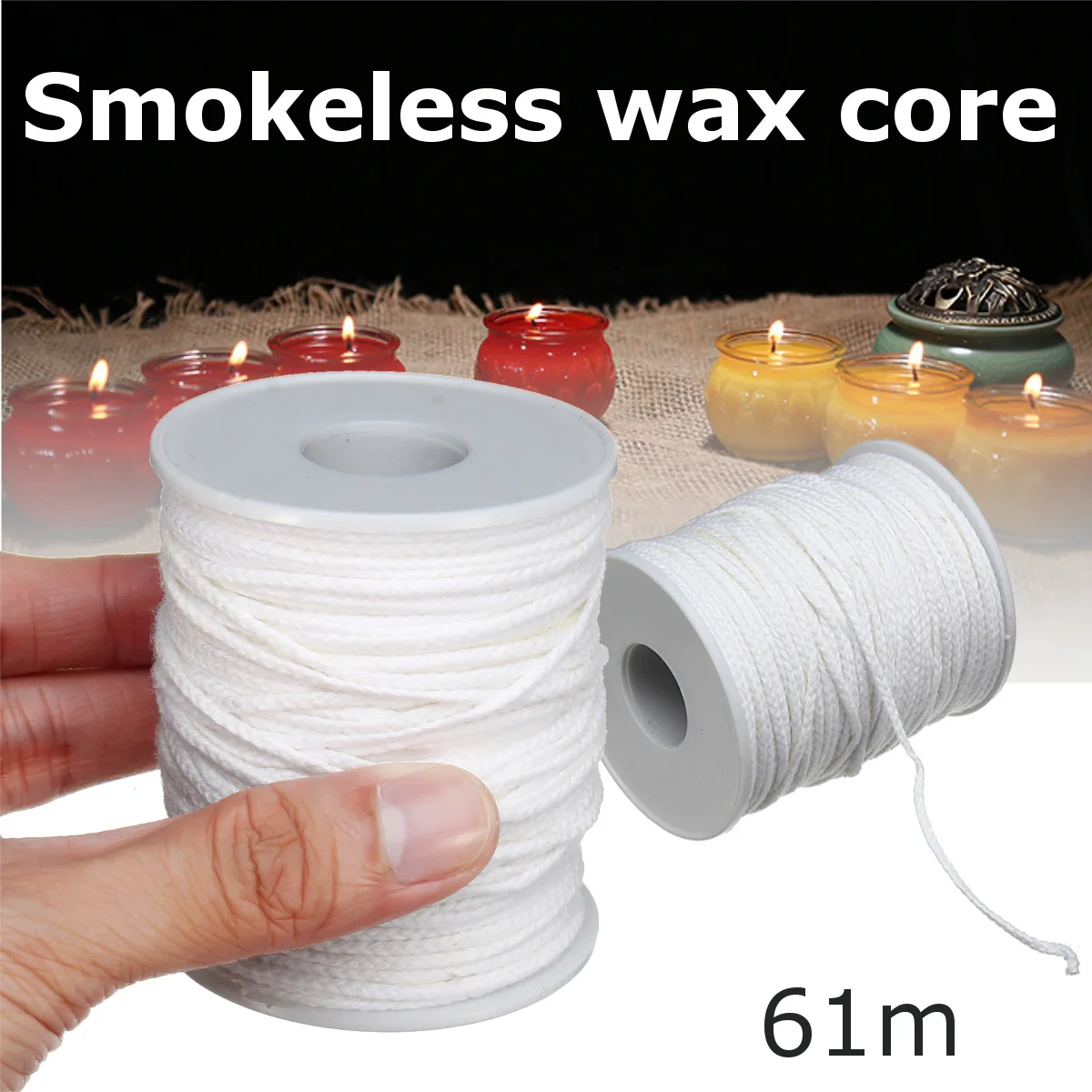 Smokeless wax wick 61 m cotton handmade smokeless DIY oil lamp candle supplies candle wick and