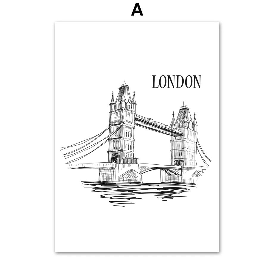 Nordic-Black-White-Modern-Art-Decor-Paris-Moscow-London-Poster-Quality-Canvas-Painting-Wall-Decor-Picture (2)