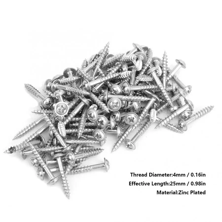 100Pcs оцинкованные M4-25mm косой винты Самонарезающий винт комплект tornillos высокое качество