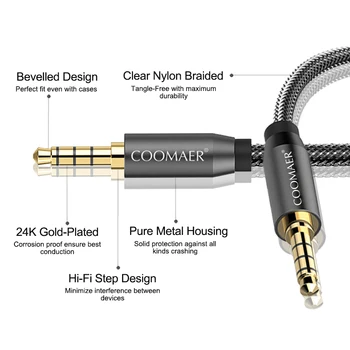 

Coomaer 3.5 jack audio cable 3.5mmAUX cable cable car auxiliary line 4 pole connectable microphone for headphones mobile phone