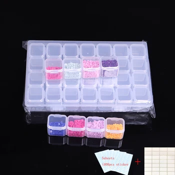 

28 Slots Diamond Embroidery Box Diamond Painting Accessory Case Clear plastic Beads Display Storage Boxes Cross Stitch Tools