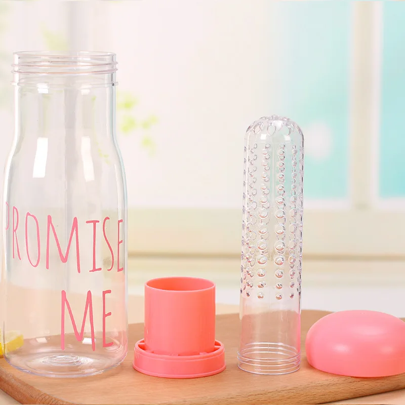 750ml Creative Fruit Drink Juice Bottle Plastic Infuser Outdoor Bottle with Filter Leakproof Sport Hiking Camping Water Bottles