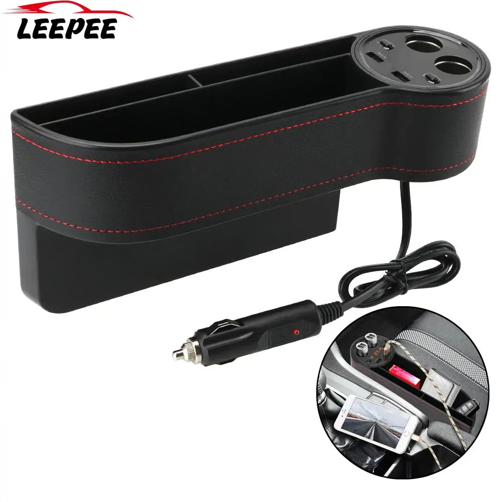 USB Charger Cigarette Lighter Seat Crevice Gaps Storage Box Car Accessories Car Organizer Car Seat Side Slit Pocket