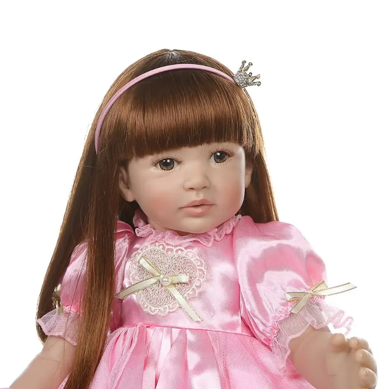 24in Реалистичная кукла-Пупс Мягкая силиконовая виниловая новорожденная девочка Реалистичная игрушка ручной работы для детей день рождения Рождественский подарок