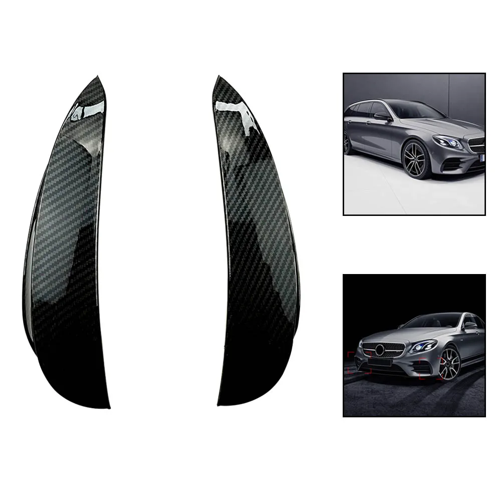 2 шт. для Benz E Class W213- E43 E53 AMG автомобиля внешний кузов боковой передний бампер губы накладка наклейки Oc11 - Цвет: Carbon pattern