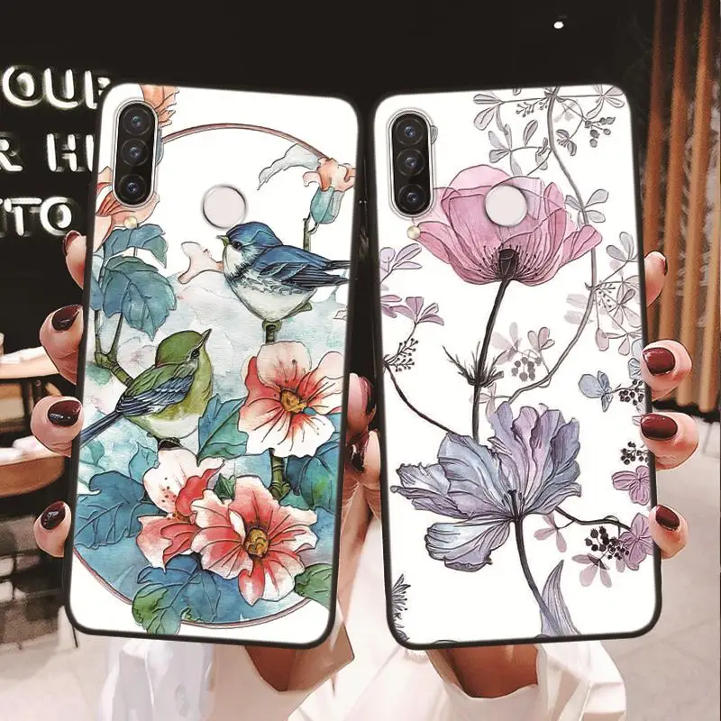 3D Рельефный цветочный чехол для Huawei P20 P30 Mate 20 30 10 Lite Pro P9 P10 P8 2017 TPU черный P Smart