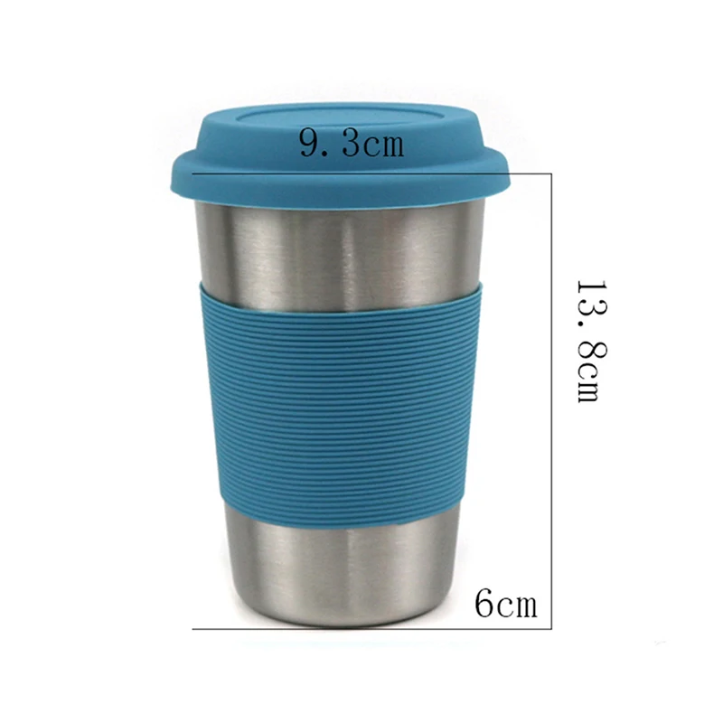 Beer Mug Stainless Steel With Silicone Cover 500ml Anti-fall Portable Durable Lightweight Water Cup