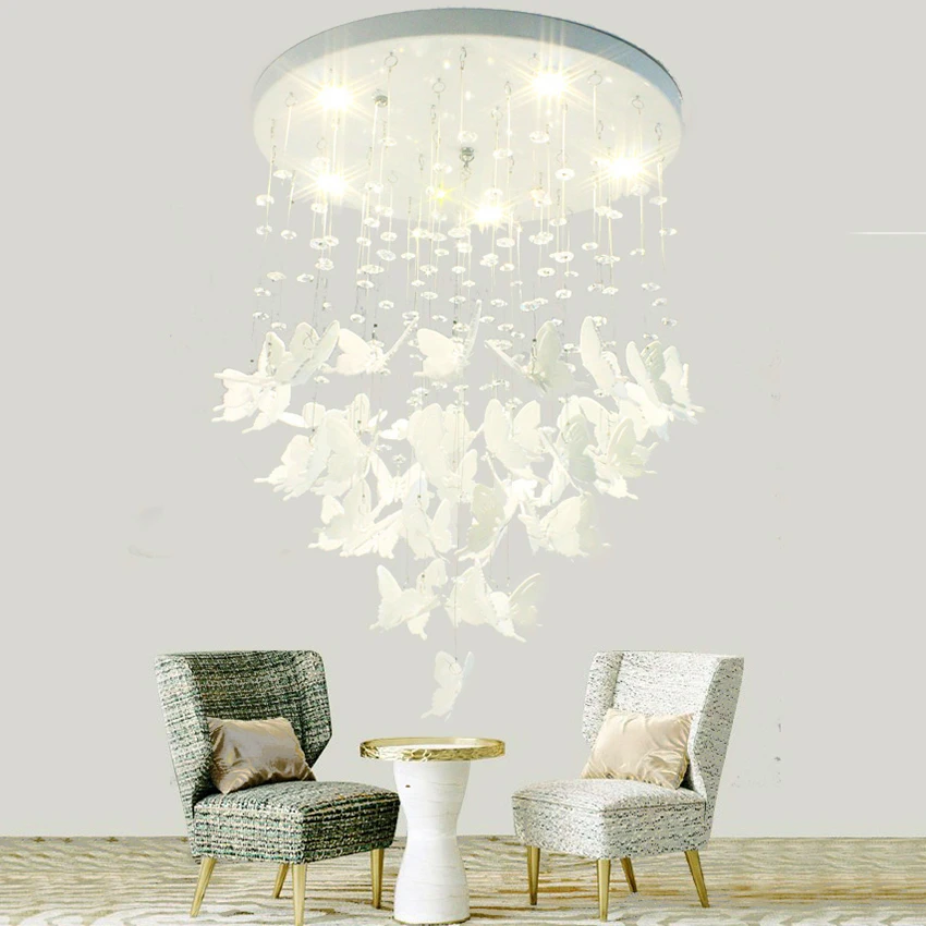 Современная Художественная хрустальная люстра с бабочкой, Французский роскошный подвесной светильник для гостиной, столовой, лобби, подвесные светильники