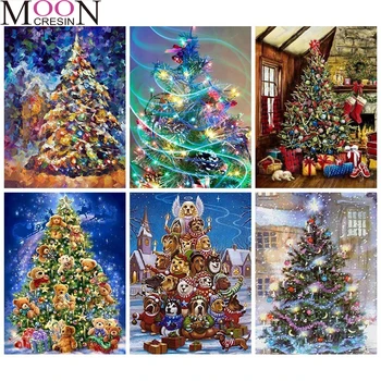 

2020 DIY Diamond Painting Christmas Trees Mosaic Full Square /Round Drill Diamond Embroidered Cross Stitch Home Decor Rhinestone