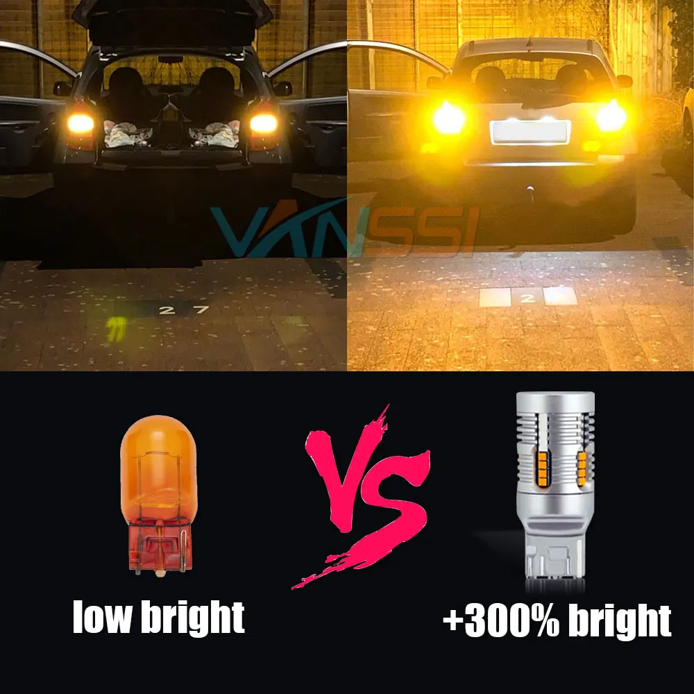 T20 LED アンバー 7440 50w 4球セット5200lm 超絶爆光57 ル 年末のプロモーション アンバー LED T20 7440 4球セット