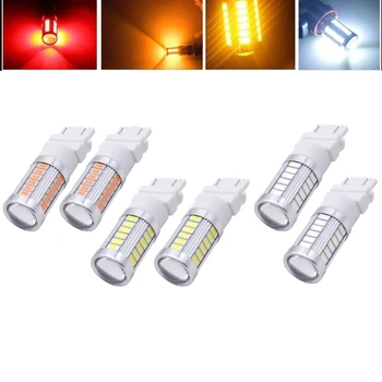 

2pcs 3157 3156 Led Bulb 5630 33 LED 5730 SMD Car Tail Bulb Brake Light Auto Reverse Lamp Red White Yellow DC 12V-24V 800LM/Each