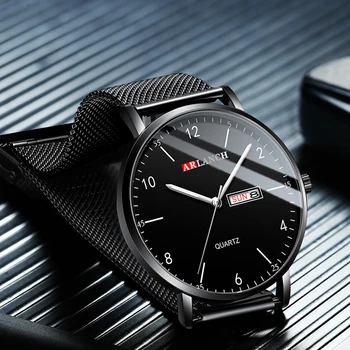 

Fashion Watch Men Waterproof Slim Mesh Strap Minimalist Wrist Watches For Men Quartz Sports Watch Clock Relogio Masculino