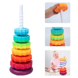 Tours empilables pour enfants, arc en ciel amusant, tour rotative colorée, jeux éducatifs Montessori, cadeau 